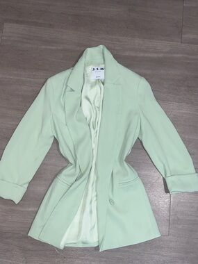Bershka Pastel Mint Green Tailored Blazer